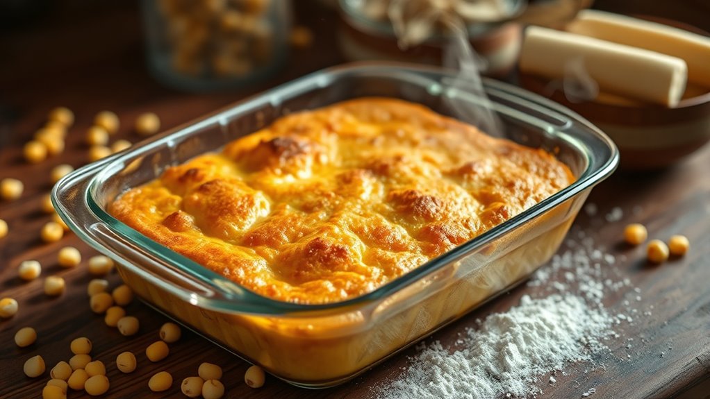 bake corn pudding slowly