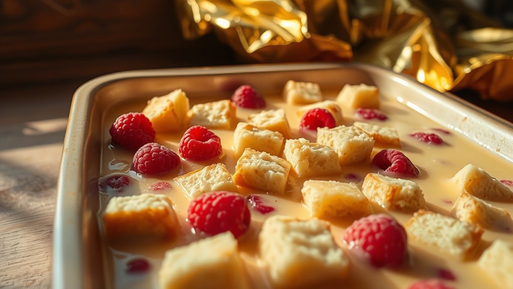 bake creamy fruity pudding
