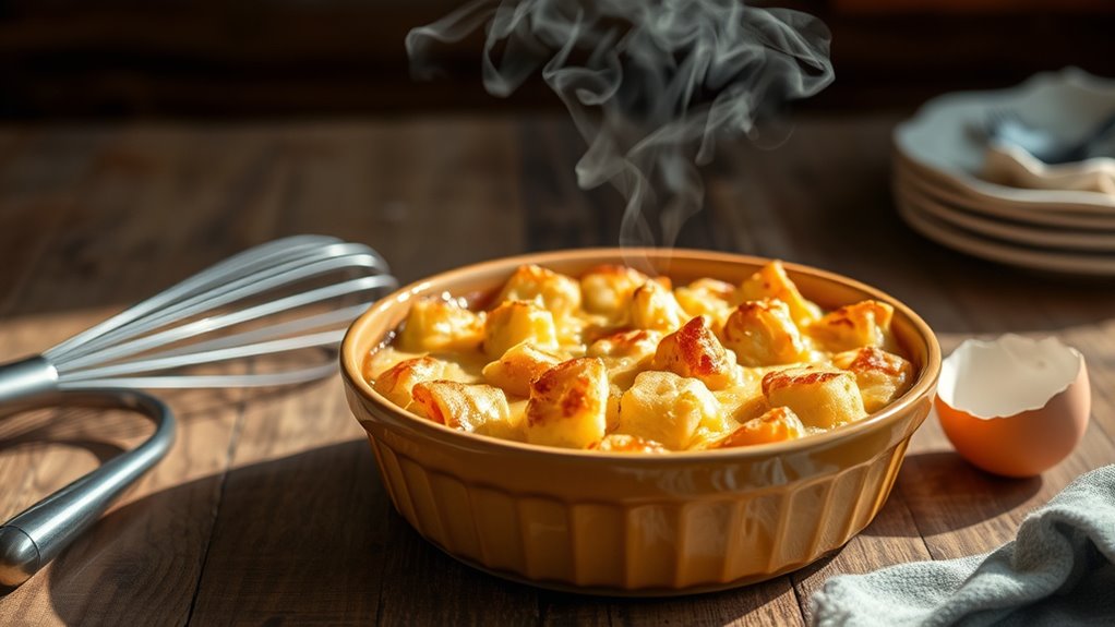 bake custard soaked bread pudding