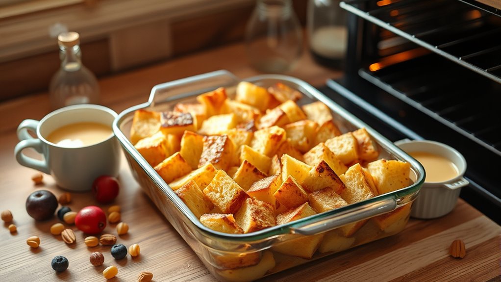 bake custard soaked bread pudding