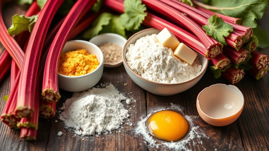 baked sticky rhubarb pudding ingredients
