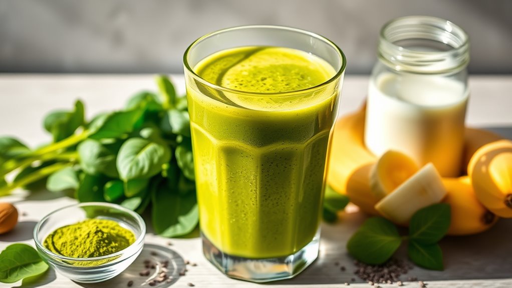 balanced matcha smoothie ingredients