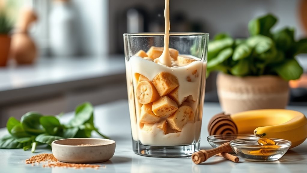 blend banana and peanut butter
