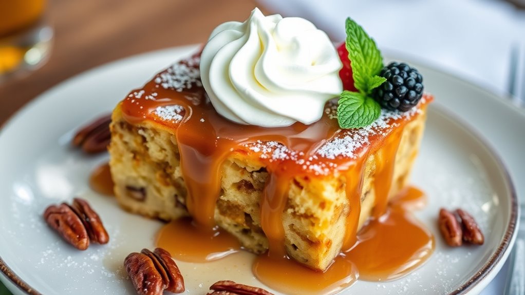 bourbon bread pudding presentation
