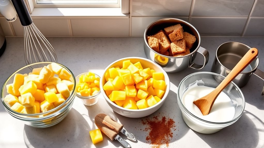 bread preparation for pudding