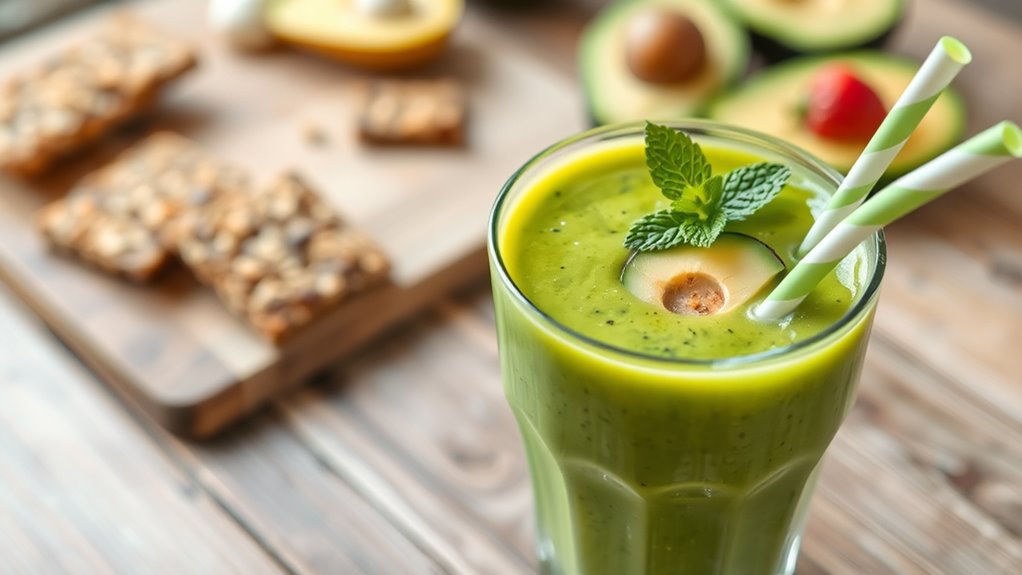 chilled avocado smoothie presentation