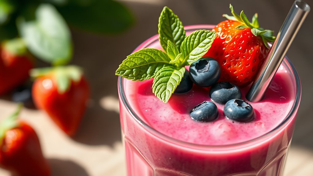 chilled berry smoothie presentation
