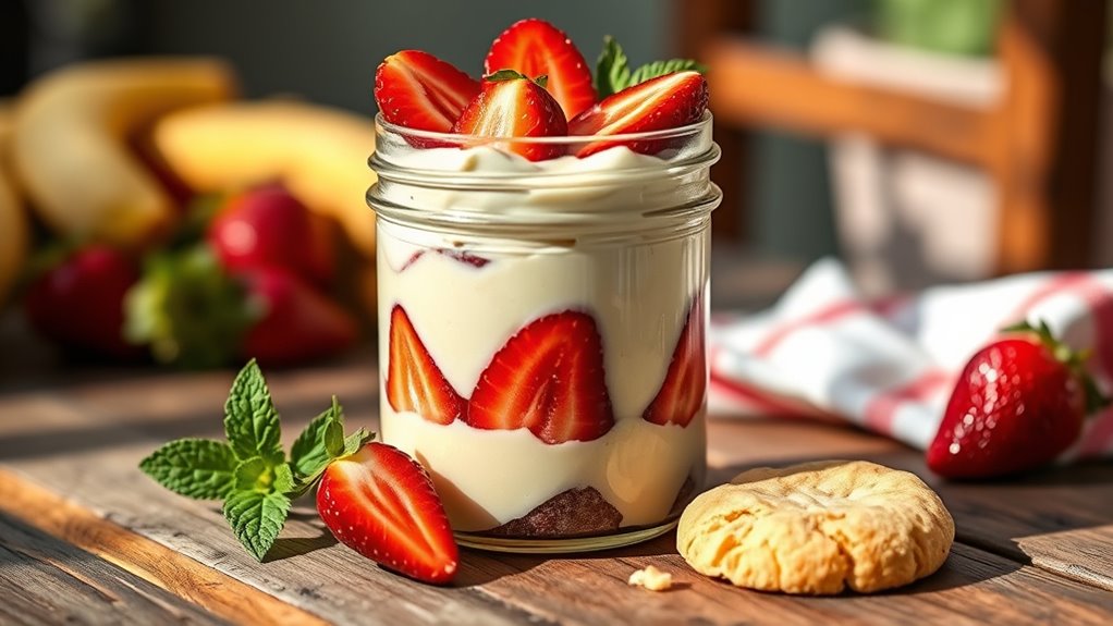 chilled pudding with garnishes