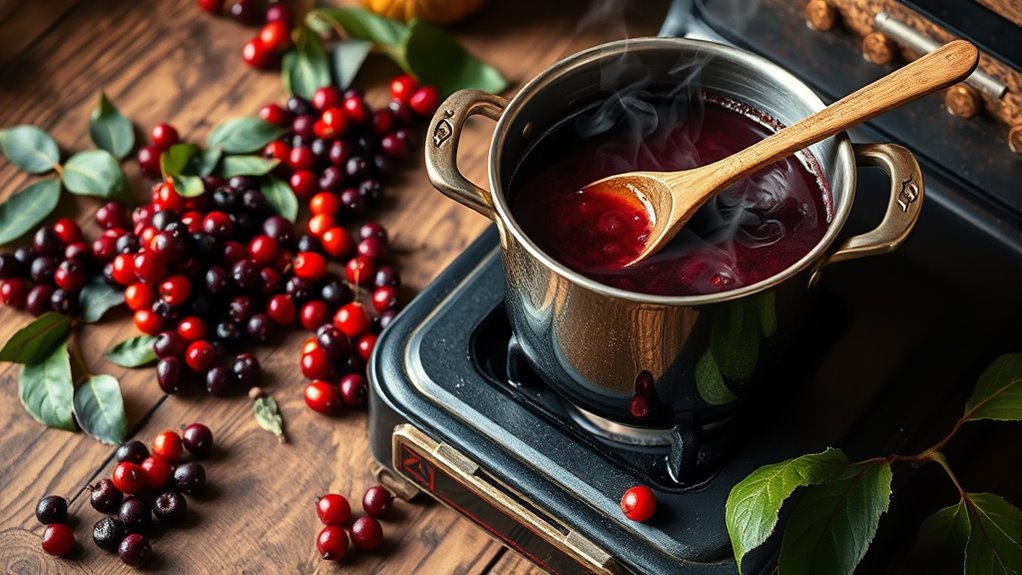 chokecherry pudding cooking process