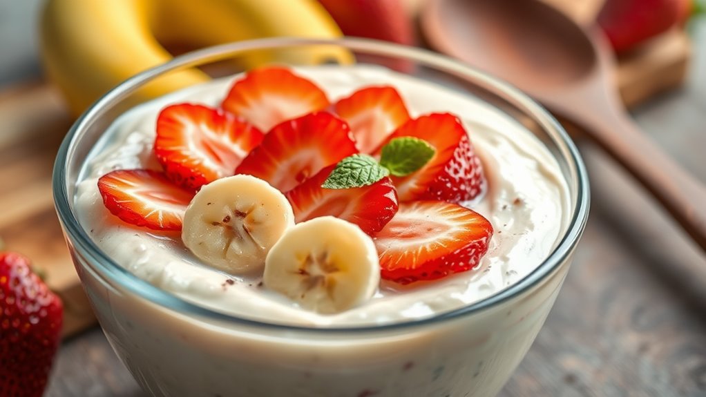 creamy banana strawberry pudding