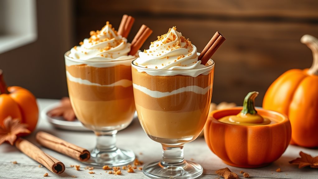 creative pumpkin pudding presentation