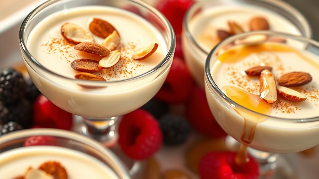 elegant almond pudding presentation