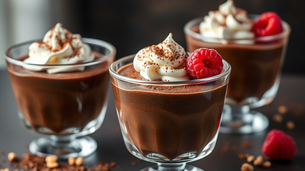 elegant chocolate pudding presentation