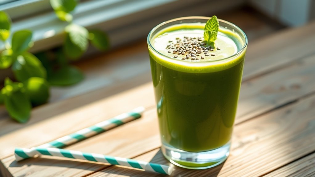 elegant matcha smoothie presentation