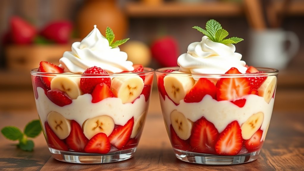 elegant strawberry banana presentation