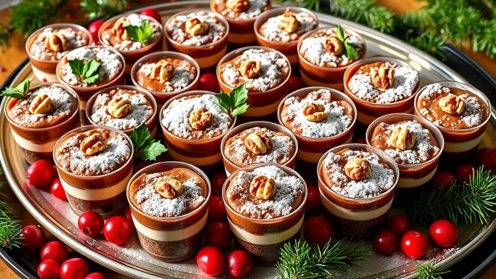 festive presentation for pudding shots