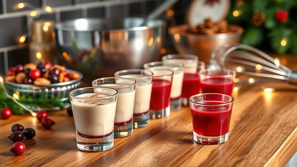 festive pudding shot preparations