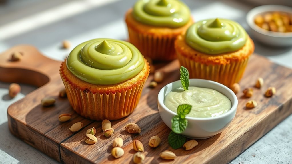 pistachio muffins with pudding