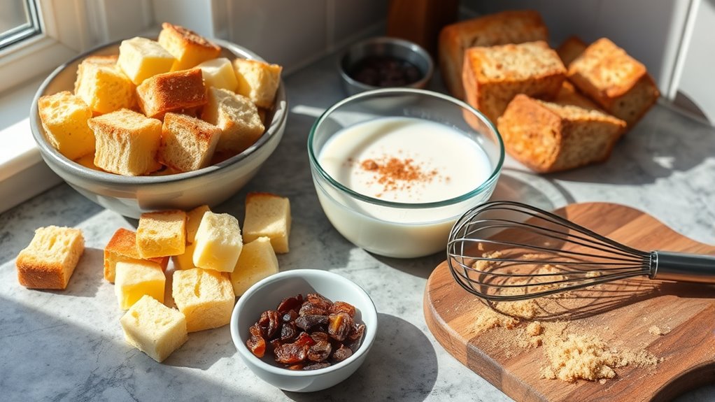 prepare bread pudding mixture
