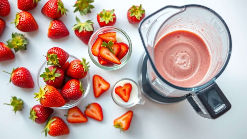 prepare strawberries for blending