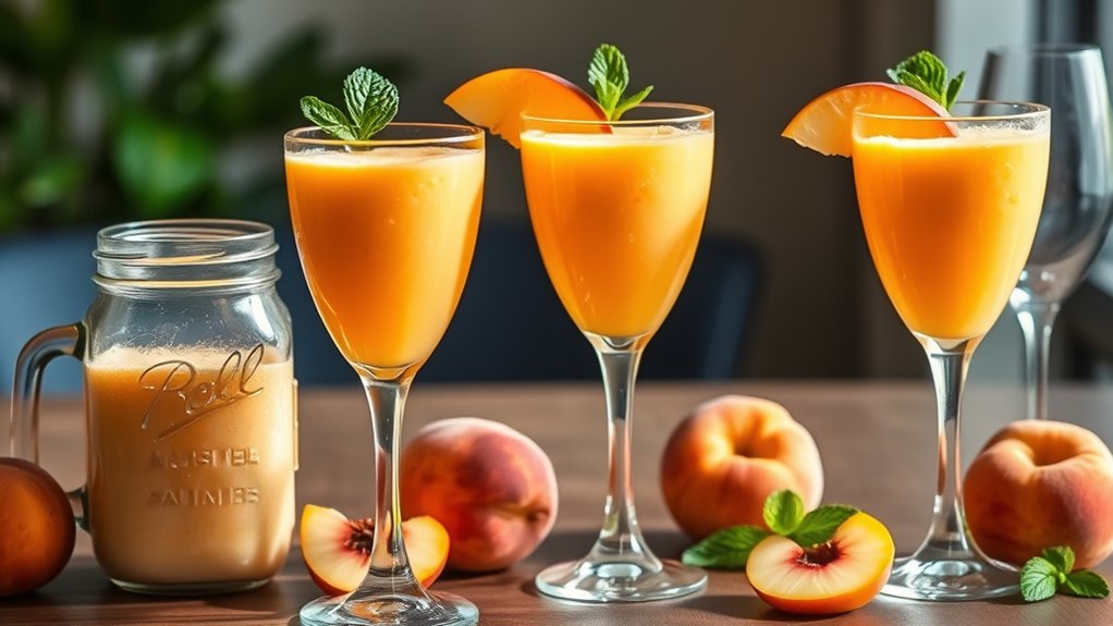 serve peach smoothie elegantly