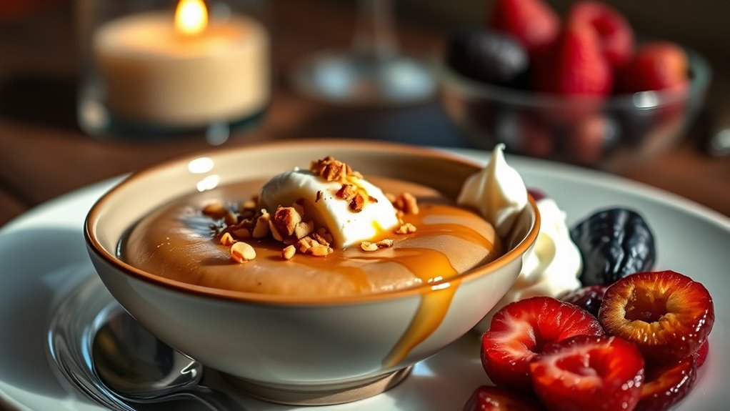 serve warm garnish elegantly