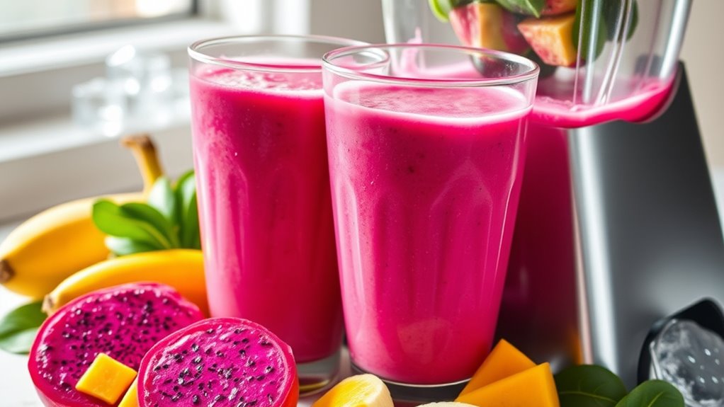smoothie preparation with dragon fruit