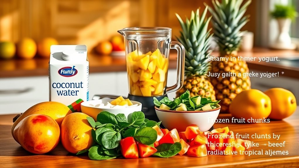 tropical fruit smoothie preparation