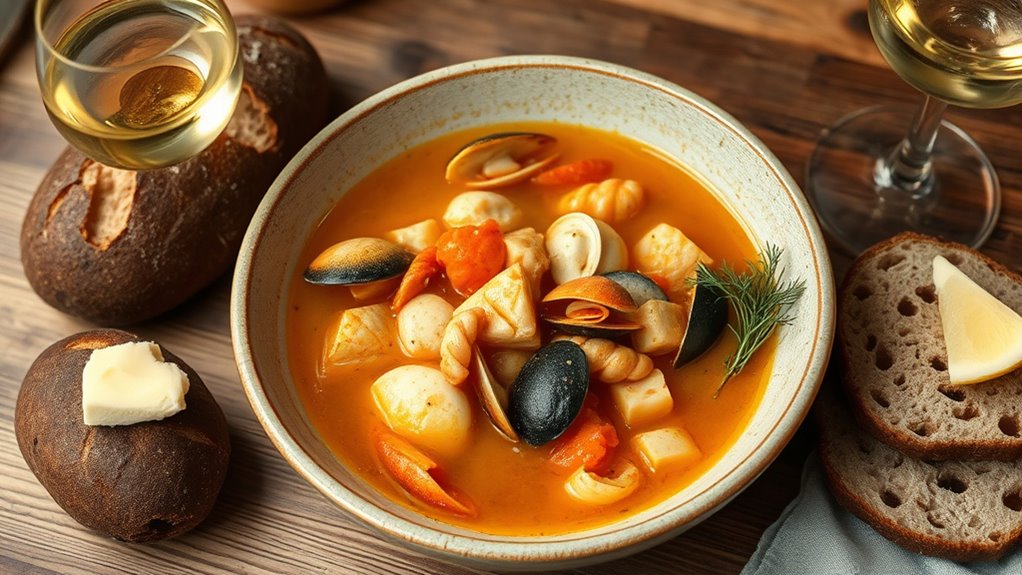 artful coastal soup presentation