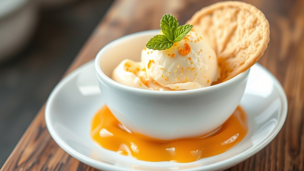 artful ice cream presentation