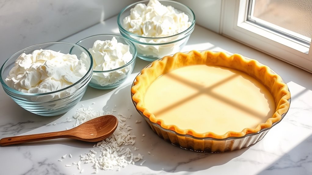 baking preparations for coconut pie