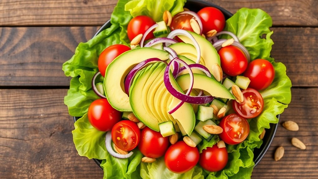 balanced fresh salad ingredients