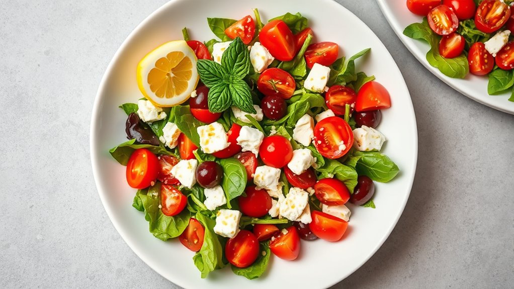 beautifully arranged salad presentation