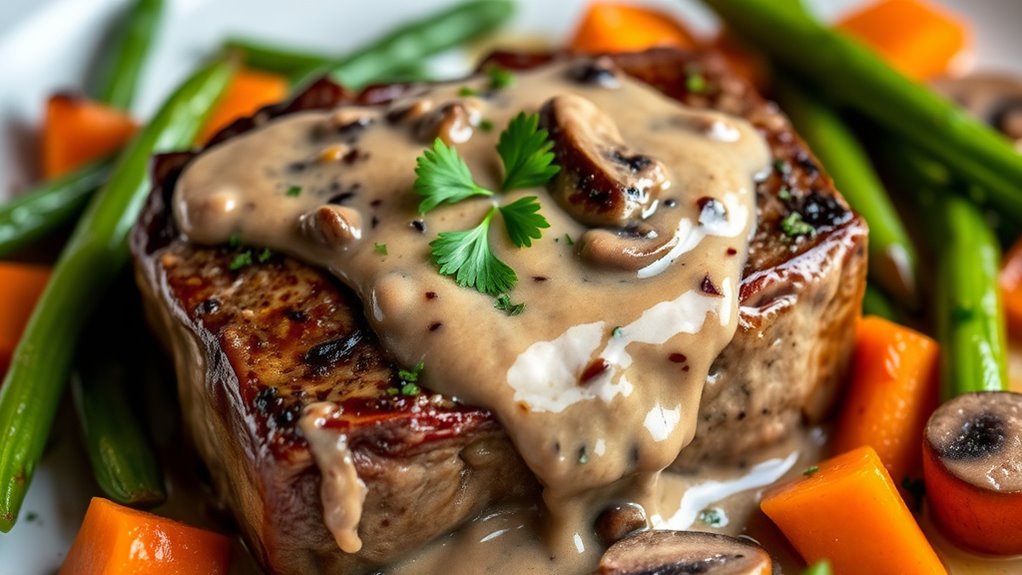 beef steak with mushroom soup