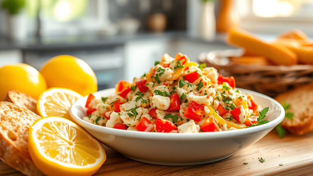 cajun crab salad presentation