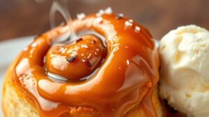 caramel rolls with ice cream