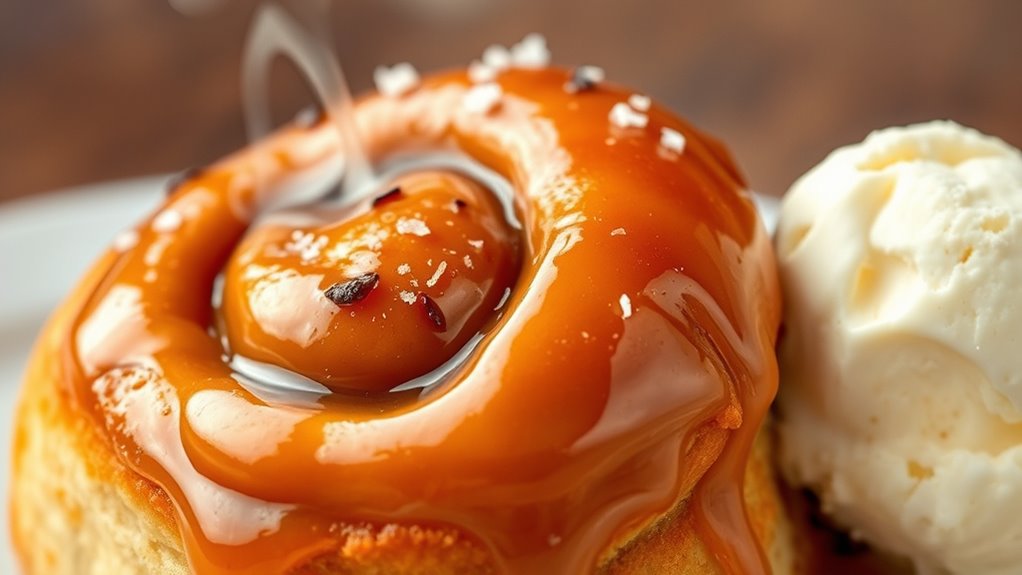 caramel rolls with ice cream