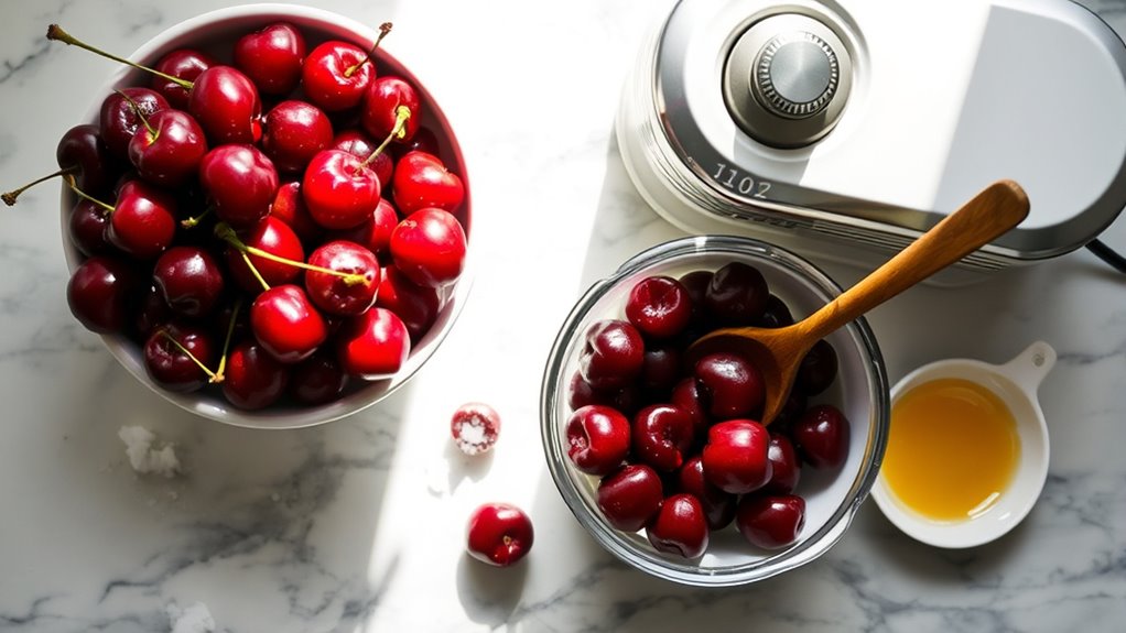 cherry ice cream preparation