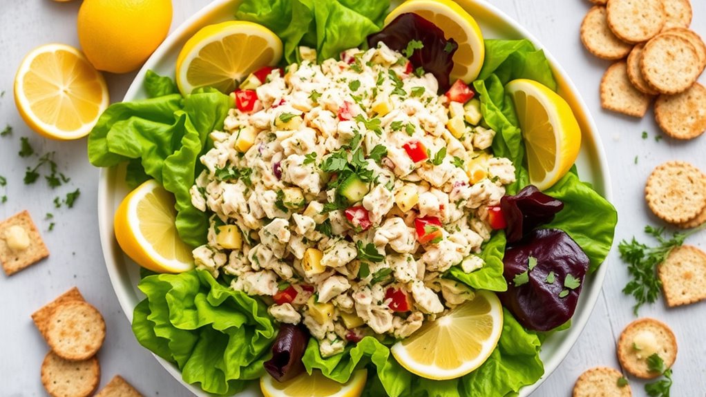 chilled chicken salad presentation