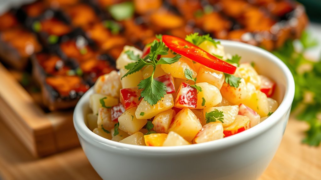 chilled potato salad presentation