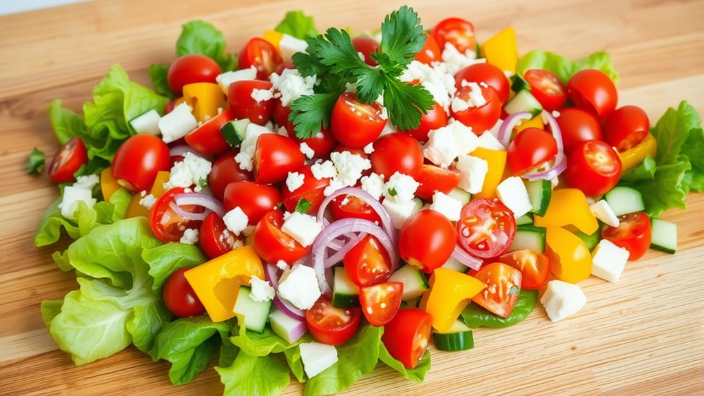 chopped salad ingredient preparation