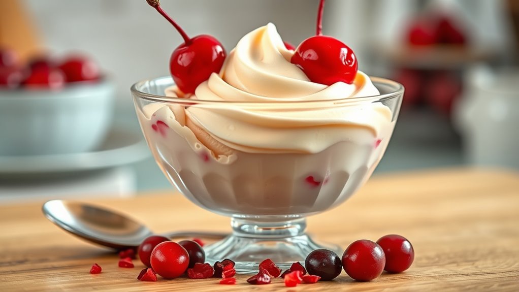 churn custard with cherries
