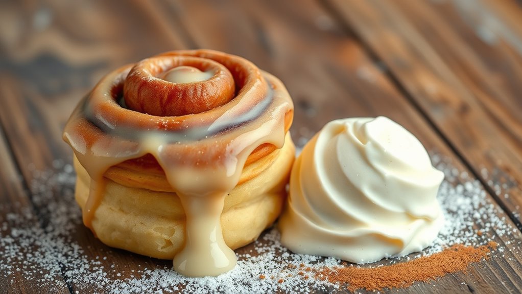 cinnamon rolls with ice cream
