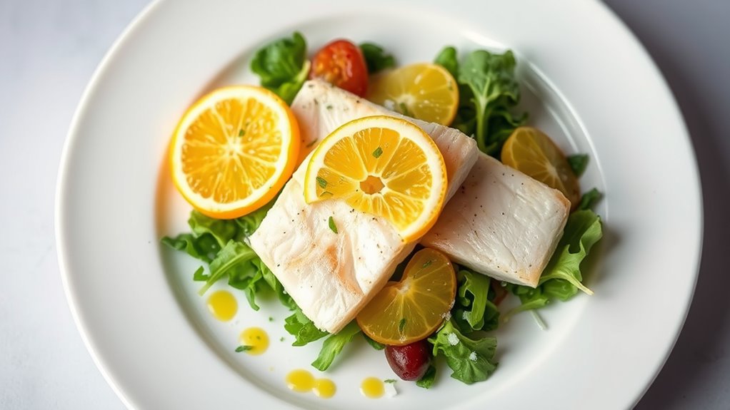 citrus infused cod salad presentation