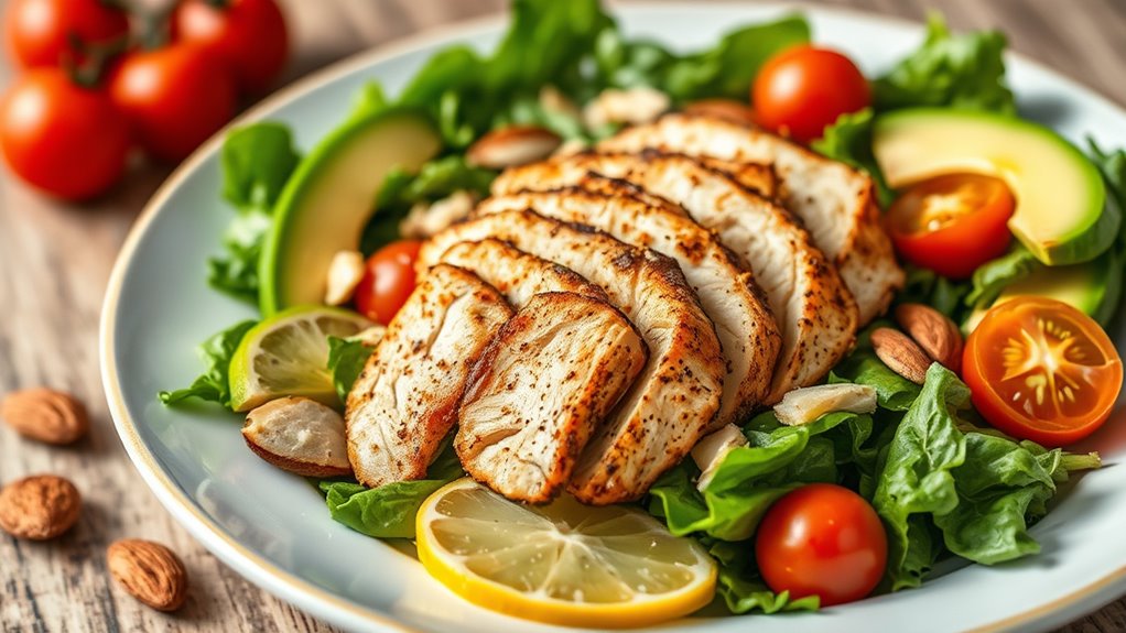 colorful chicken salad presentation