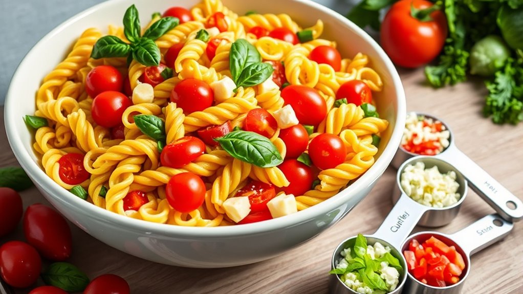 colorful pasta salad ingredients