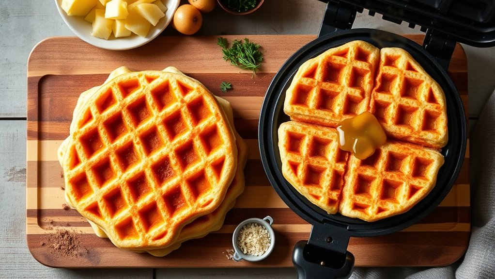 cook crispy potato waffles