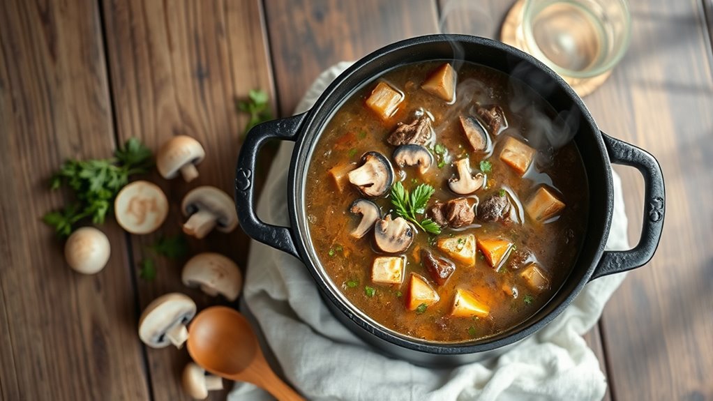 cook steak and mushrooms