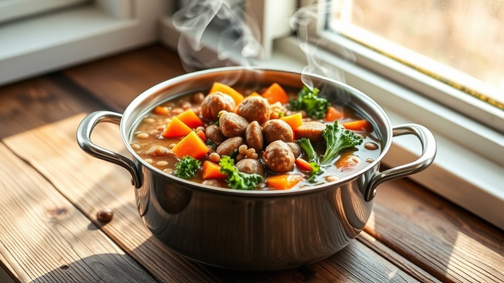 cooking lentil sausage stew