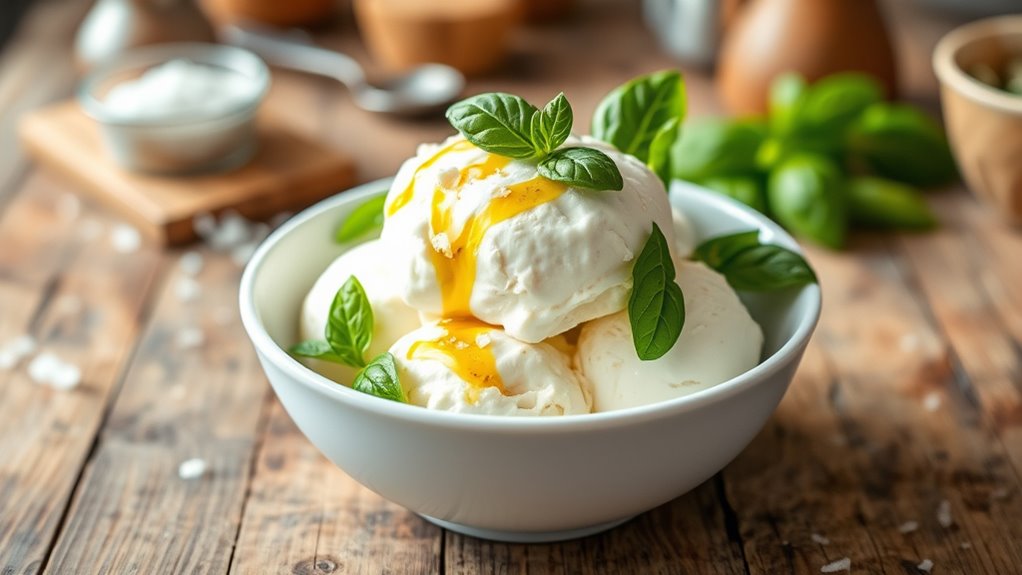 creamy burrata custard ice cream